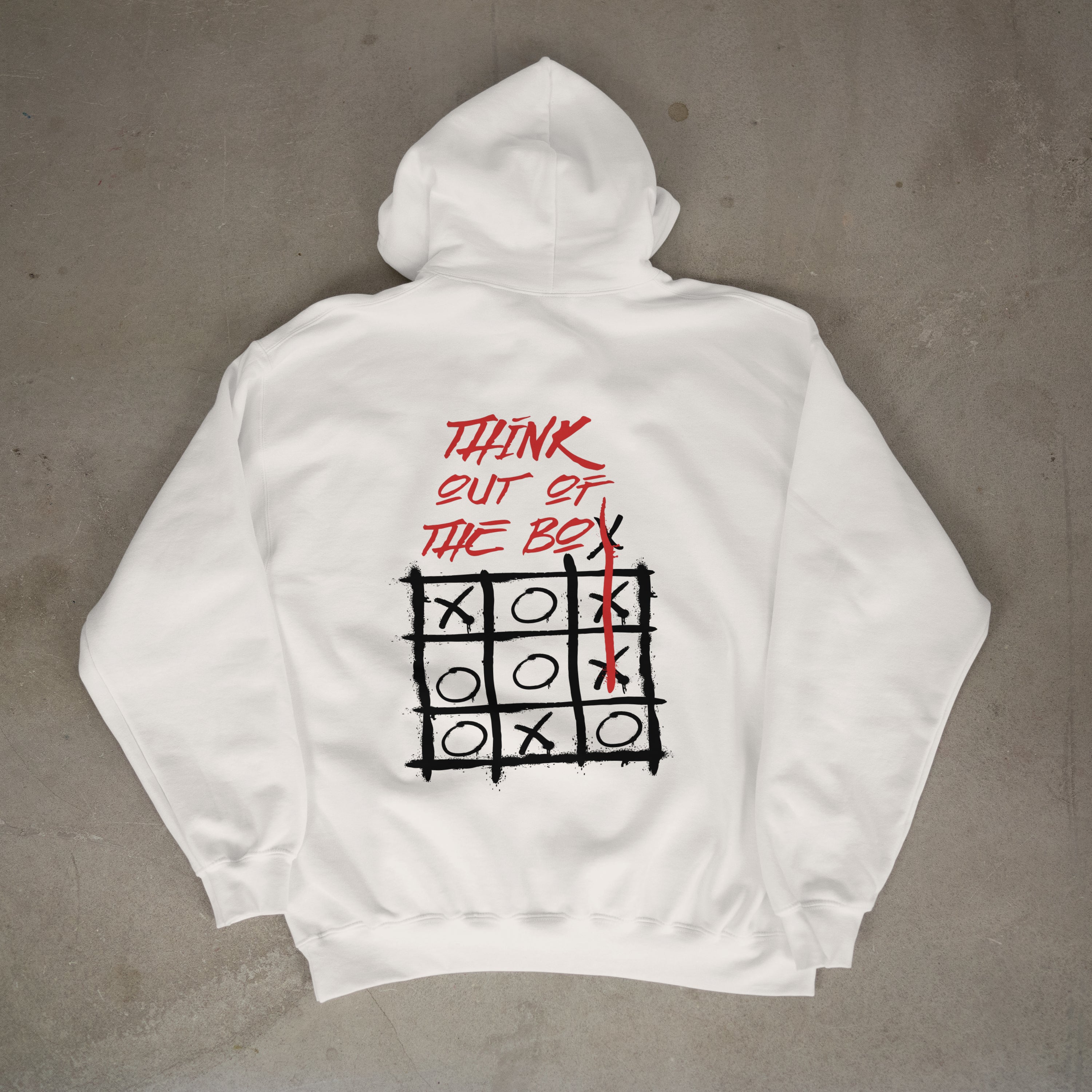THINK OUT OF THE BOX (White)- oversized hoodie